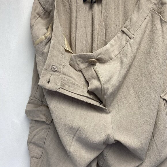 Adrienne Vittadini High Waisted Wide Leg Cargo Pants Women XL Beige Side Pockets - Picture 15 of 16
